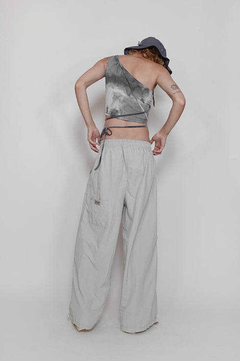 TIE-DYE ASYMMETRY WRAP TANK TOP -CHARCOAL- *Last1